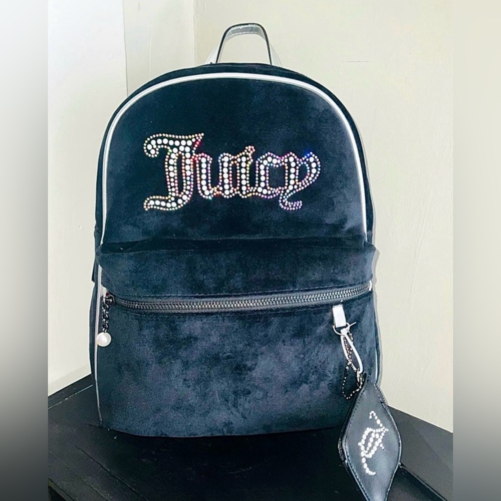 Juicy Couture Black Velvet Bag with Logo Lining